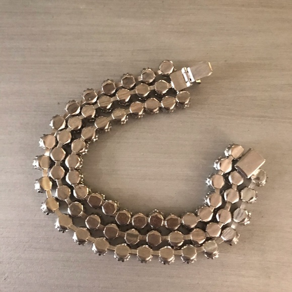 Diamond Silver Triple Strand Tennis Bracelet - Picture 4 of 5